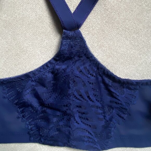Glamorise Wonderwire Front Closure T-Back Bra Blue 38D NEW - Picture 9 of 13